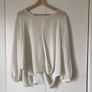 3/$20 Off White Sheer Long Sleeve Blouse M